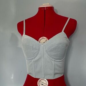 SAY WHAT? Chambray  Corset  Crop Top Sz M